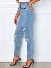 Load image into Gallery viewer, Distressed High Waist Straight Jeans