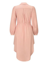 Load image into Gallery viewer, Drawstring Button Up Balloon Sleeve Dress
