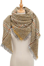 Load image into Gallery viewer, Plaid Raw Hem Polyester Scarf