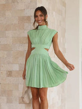 Load image into Gallery viewer, Cutout Ruched Mock Neck Mini Dress