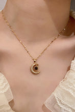Load image into Gallery viewer, Inlaid Cubic Zirconia Moon Pendant Necklace