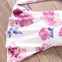 Load image into Gallery viewer, Baby Girl Decorative Button Ribbed Bodysuit and Printed Flare Pants Set