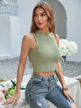 Load image into Gallery viewer, Mock Neck Sleeveless Ribbed Crop Top
