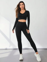 Load image into Gallery viewer, V-Neck Long Sleeve Top and Leggings Active Set