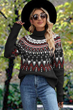 Load image into Gallery viewer, Geometric Turtleneck Long Sleeve Sweater