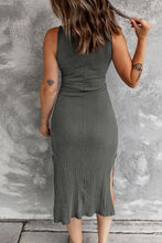 Load image into Gallery viewer, Crisscross Cutout Scoop Neck Slit Midi Dress