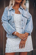 Load image into Gallery viewer, Distressed Drop Shoulder Denim Jacket