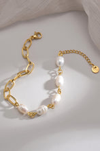 Load image into Gallery viewer, Half Pearl Half Chain Stainless Steel Bracelet