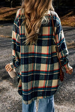 Load image into Gallery viewer, Plaid Button Up Long Sleeve Slit Shacket