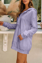 Load image into Gallery viewer, Drawstring Half Zip Hooded Dress