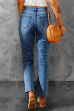 Load image into Gallery viewer, High Waist Distressed Straight Leg Jeans