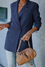 Load image into Gallery viewer, Double-Breasted Padded Shoulder Blazer with Pockets