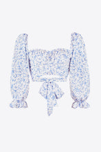 Load image into Gallery viewer, Printed Long Flounce Sleeve Cropped Blouse