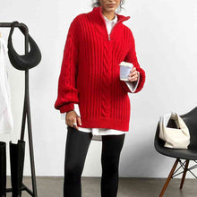 Load image into Gallery viewer, Ribbed Half Zip Long Sleeve Sweater
