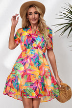 Load image into Gallery viewer, Floral Notched Neck Short Sleeve Dress
