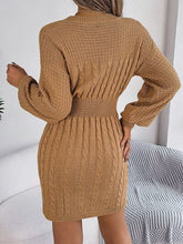 Load image into Gallery viewer, Cable-Knit Cutout Round Neck Slit Sweater