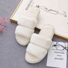 Load image into Gallery viewer, Faux Fur Double Strap Slippers