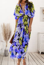 Load image into Gallery viewer, Plunge Split Printed Short Sleeve Dress