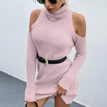 Load image into Gallery viewer, Cold Shoulder Turtleneck Sweater Dress
