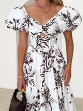 Load image into Gallery viewer, Twisted Printed Puff Sleeve Dress