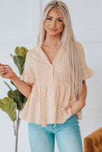 Load image into Gallery viewer, Embroidered Tassel Flounce Sleeve Babydoll Blouse