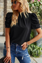 Load image into Gallery viewer, Tie Back Gathered Detail Puff Sleeve Top