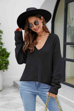 Load image into Gallery viewer, V-Neck Drop Shoulder Long Sleeve Knit Top