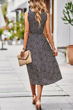 Load image into Gallery viewer, Printed Round Neck Slit Sleeveless Dress