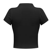 Load image into Gallery viewer, Buttoned Johnny Collar Short Sleeve Top