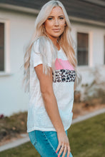Load image into Gallery viewer, Leopard Color Block Short Sleeve T-Shirt