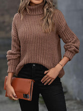 Load image into Gallery viewer, Turtleneck Dropped Shoulder  Pullover Sweater