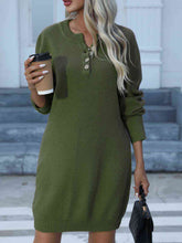 Load image into Gallery viewer, Buttoned Round Neck Long Sleeve Sweater Dress