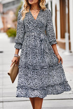 Load image into Gallery viewer, Leopard Surplice Tie Belt Slit Dress