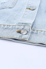 Load image into Gallery viewer, Leopard Star Applique Distressed Denim Jacket