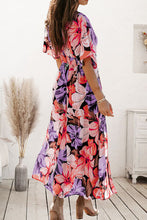 Load image into Gallery viewer, Plunge Split Printed Short Sleeve Dress