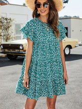 Load image into Gallery viewer, Leopard Short Flounce Sleeve Tiered Dress