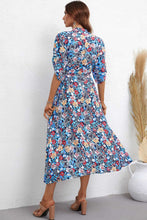 Load image into Gallery viewer, Floral Notched Neck Half Sleeve Dress