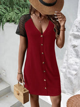 Load image into Gallery viewer, Buttoned V-Neck Raglan Sleeve Dress