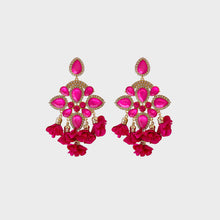 Load image into Gallery viewer, Flower Shape Rhinestone Alloy Dangle Earrings