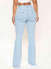 Load image into Gallery viewer, Striped Raw Hem Jeans