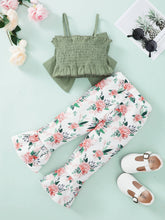 Load image into Gallery viewer, Girls Bow Detail Cami and Floral Flare Pants Set