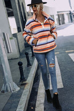 Load image into Gallery viewer, Striped Quarter Zip Dropped Shoulder Sweatshirt