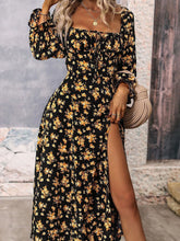 Load image into Gallery viewer, Square Neck Printed Slit Dress