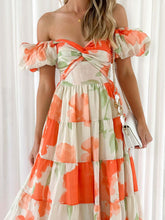 Load image into Gallery viewer, Twisted Printed Puff Sleeve Dress