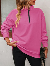 Load image into Gallery viewer, Zip-Up Dropped Shoulder Sweatshirt