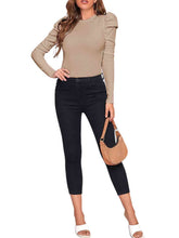 Load image into Gallery viewer, Round Neck Leg-Of-Mutton Sleeve Top