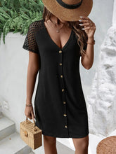 Load image into Gallery viewer, Buttoned V-Neck Raglan Sleeve Dress