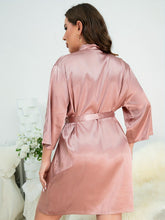 Load image into Gallery viewer, Plus Size Surplice Neck Tie Waist Robe