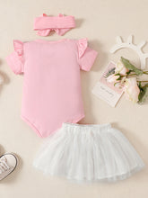 Load image into Gallery viewer, Baby Girl Short Sleeve Bunny Graphic Top and Bow Detail Skirt Set