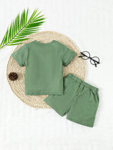 Load image into Gallery viewer, Kids Graphic Waffle-Knit Round Neck Top and Shorts Set